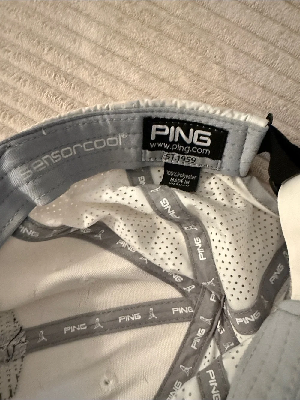 Ping White Men’s Performance Golf Hat with Black Hex Logo